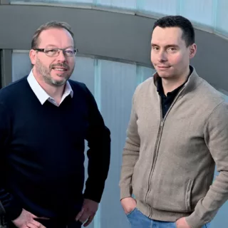 Portrait Didier Thonnet Valentin Masson dirigeants entreprise chauffage climatisation CROZE